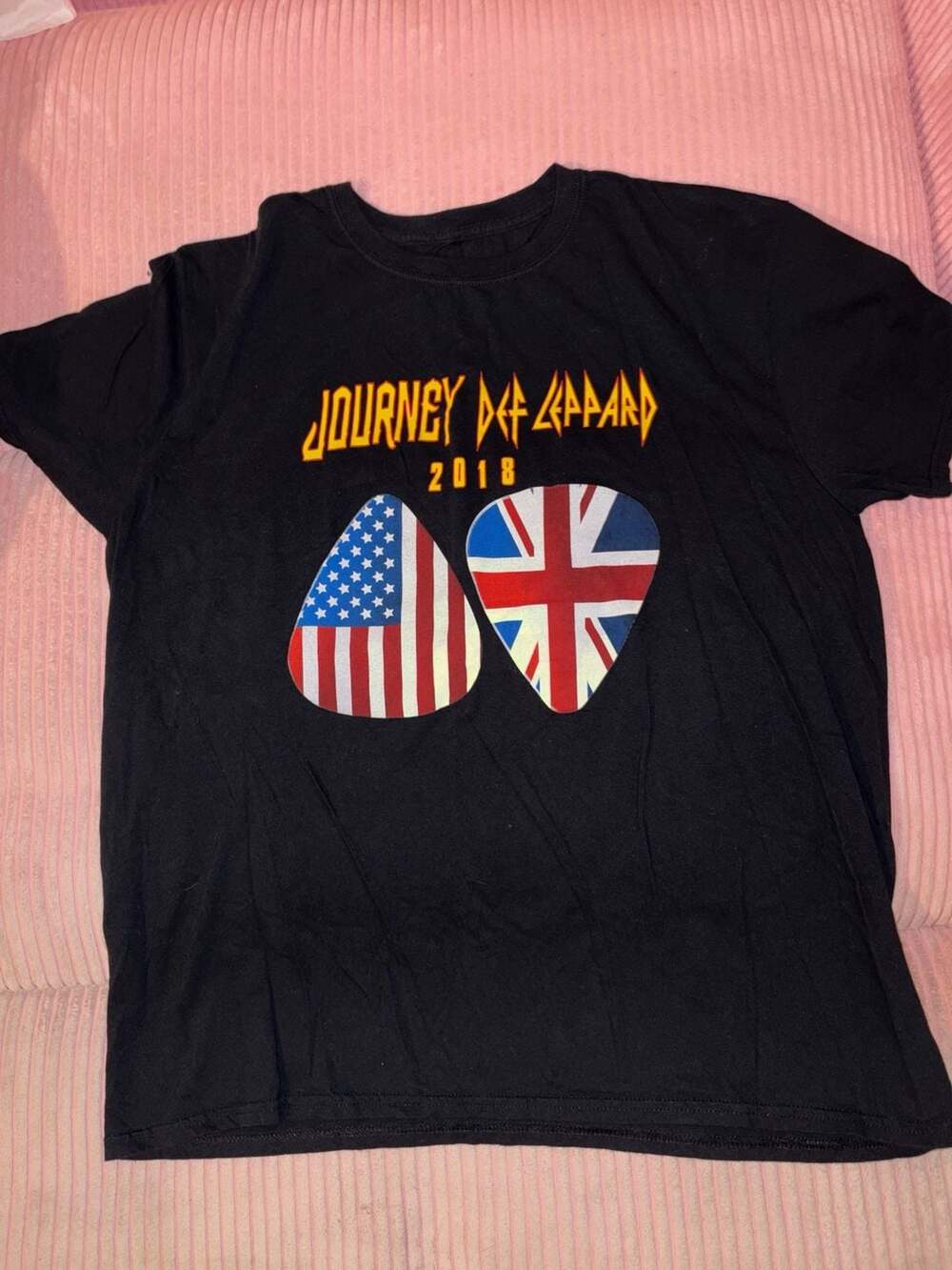 Journey & Def Leppard 2018 Tour Double Sided Concert Rock T-Shirt